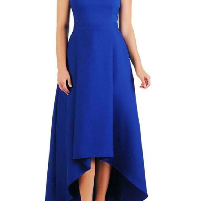 Elegant Asymmetrical Jersa Cocktail Dress with Functional Pockets