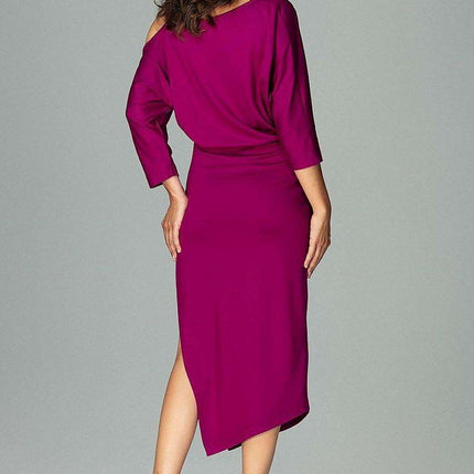 Elegant Asymmetrical Kimono Sleeve Cocktail Dress - Très Elite
