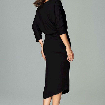 Elegant Asymmetrical Kimono Sleeve Cocktail Dress - Très Elite