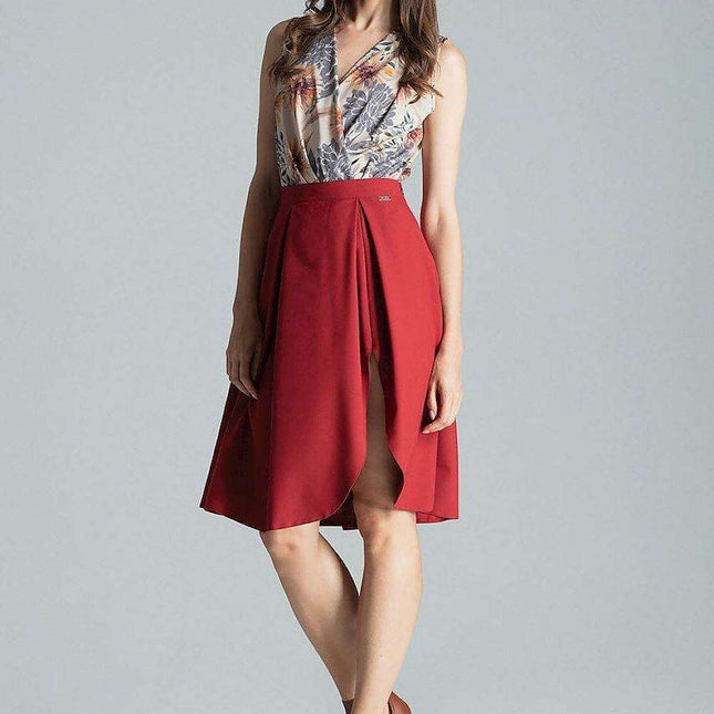 Elegant Asymmetrical Pleated Midi Skirt with Convenient Side Zipper