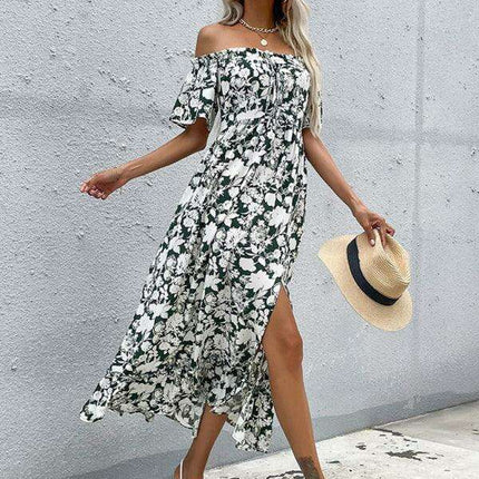 Elegant Asymmetrical Print Midi Dress for Effortless Style - Très Elite