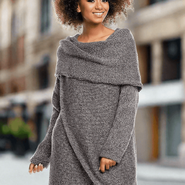 Elegant Asymmetrical Turtleneck Knit Sweater - Must-Have Winter Fashion for Women