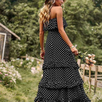 Elegant Asymmetrical Wave Point Viscose Cocktail Dress - Très Elite