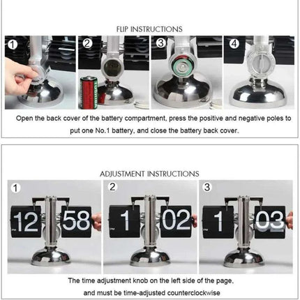 Elegant Automatic Flipping Clock - Modern Home Decor with Battery Included - Très Elite