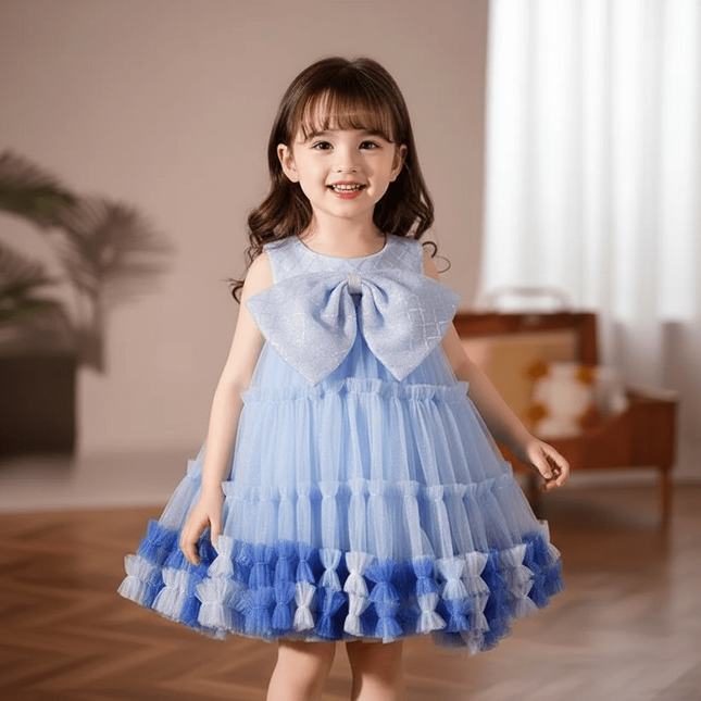 Elegant Baby Baptism Dress with Bow and Sequins for Special Occasions