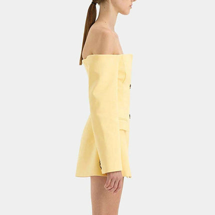 Elegant Backless Long Sleeve Dress with Patchwork Design and Pockets for Women - Très Elite