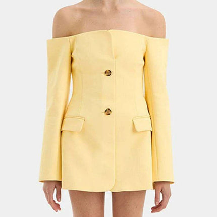 Elegant Backless Long Sleeve Dress with Patchwork Design and Pockets for Women - Très Elite