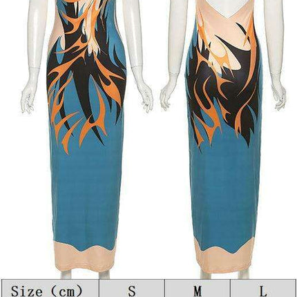 Elegant Backless Printed Maxi Dress - Très Elite