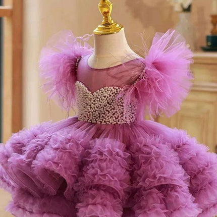 Elegant Beaded Mesh Princess Dress for Girls - Très Elite