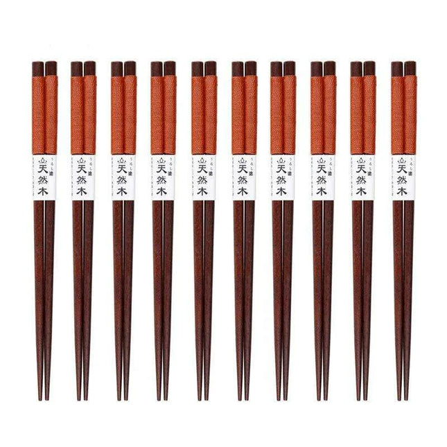 Elegant Beech Wood Chopsticks Collection: 10 Pairs for a Superior Asian Dining Experience - Très Elite