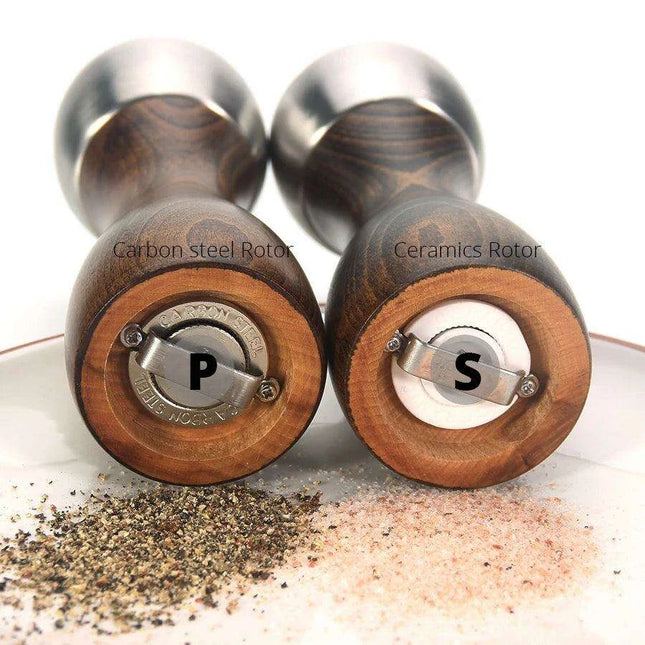 Elegant Beech Wood Salt and Pepper Mill Set with Premium Carbon Steel Mechanism