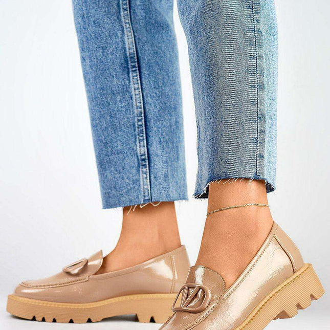 Elegant Beige Eco-Leather Half-Boots