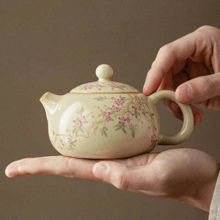 Elegant Beige Ru Kiln Tea Infuser Pot - Transform Your Brewing Experience - Très Elite