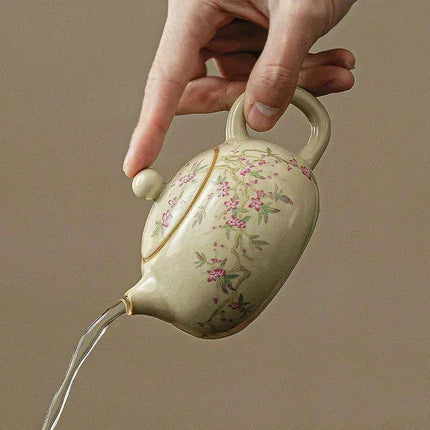 Elegant Beige Ru Kiln Tea Infuser Pot - Transform Your Brewing Experience - Très Elite