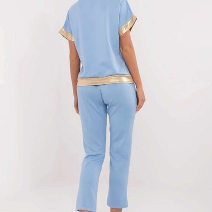 Elegant Beige Set With V Neck Blouse And High Waist Pants - Très Elite
