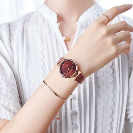 Elegant Beige and Pink Leather Women's Watch - Stylish Timepiece with Japanese Miyota Movement (Model JA-1271A)- Très Elite- Très Elite