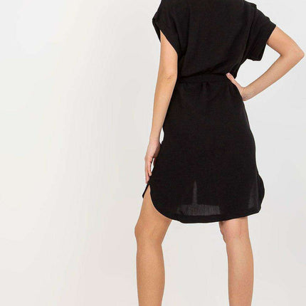 Elegant Belted Linen Midi Dress With Classic Collar - Très Elite
