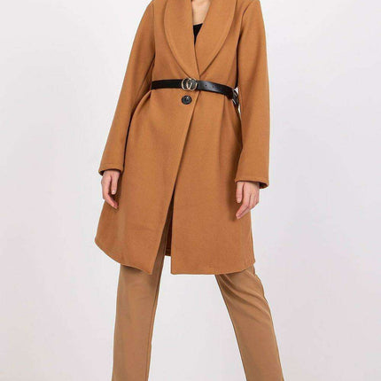 Elegant Belted Long Sleeve Overcoat Italy Moda Coat