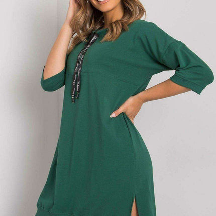 Elegant Black Cotton Zip Dress with Modern Slit Details - Très Elite