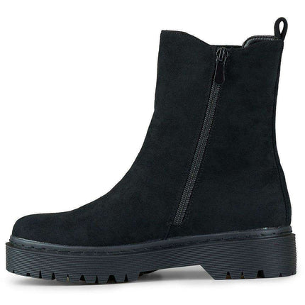 Elegant Black Eco-Suede Winter Boots - Très Elite