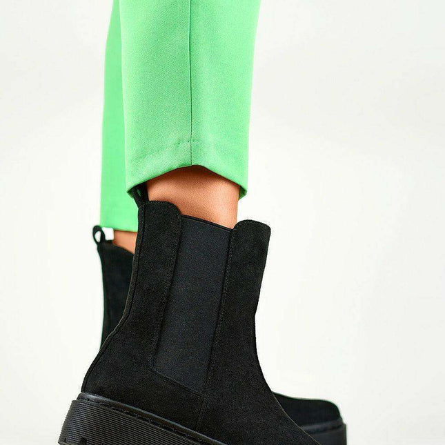 Elegant Black Eco-Suede Winter Boots
