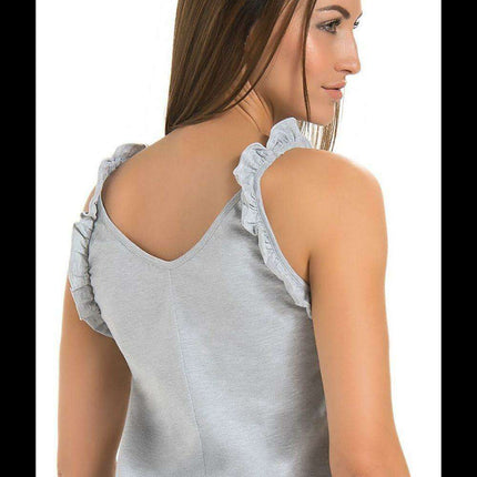 Elegant Black Frill-Trimmed Sleep Top for Women - Très Elite