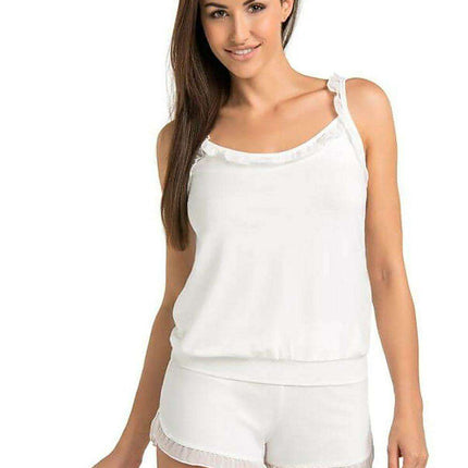 Elegant Black Frill-Trimmed Sleep Top for Women - Très Elite