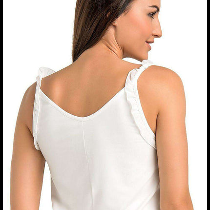 Elegant Black Frill-Trimmed Sleep Top for Women - Très Elite