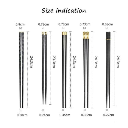 Elegant Black Japanese Chopsticks for Sushi, Noodles, and Asian Cuisine - 5 Pairs of Durable Tableware - Très Elite
