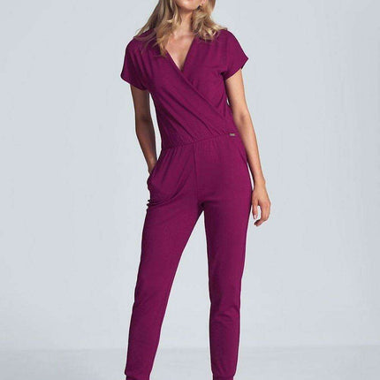 Elegant Black Jumpsuit with Trendy Envelope Neckline and Relaxed Elastic Waist - Très Elite