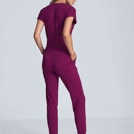 Elegant Black Jumpsuit with Trendy Envelope Neckline and Relaxed Elastic Waist - Très Elite