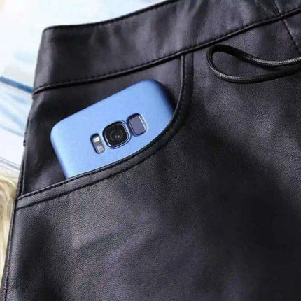 Elegant Black Leather Women's Low Waist Shorts Skirt - Très Elite