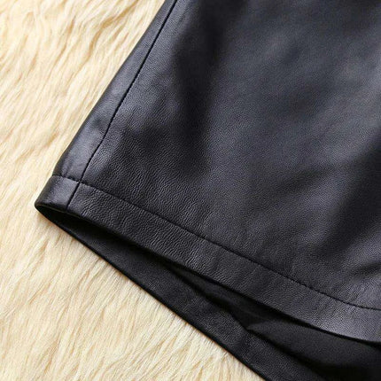 Elegant Black Leather Women's Low Waist Shorts Skirt - Très Elite