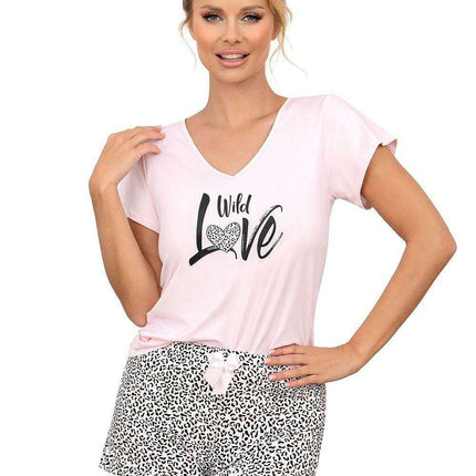 Elegant Black & Leopard Print Cotton Sleepwear Set by Donna