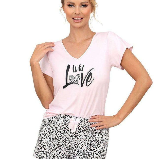 Elegant Black & Leopard Print Cotton Sleepwear Set by Donna