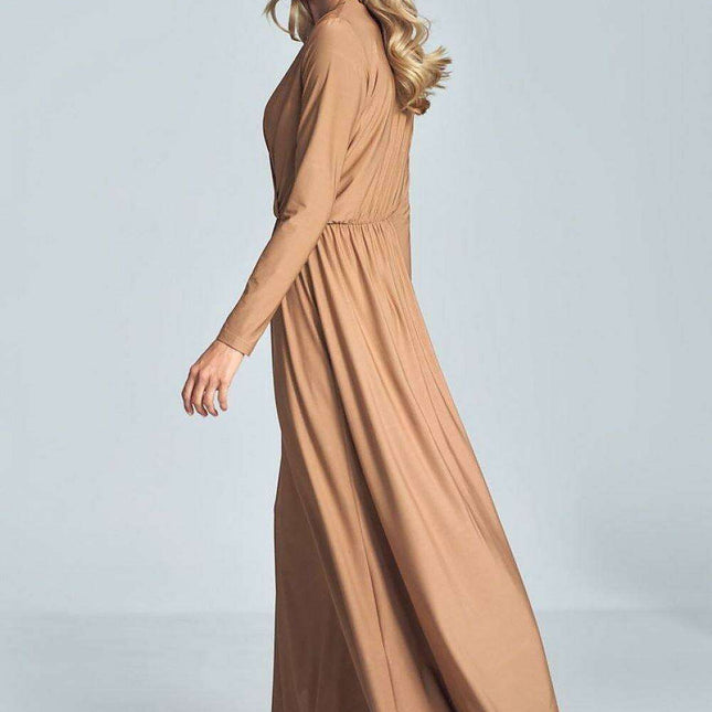Elegant Black Maxi Dress with Stylish Envelope Neckline for Effortless Chic
