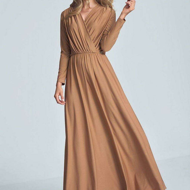 Elegant Black Maxi Dress with Stylish Envelope Neckline for Effortless Chic