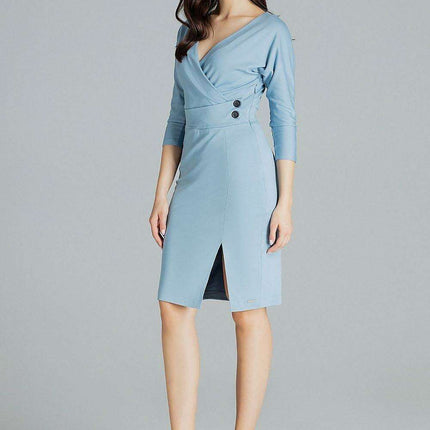 Elegant Black Midi Dress with Kimono Sleeves and Playful Front Slit - Très Elite