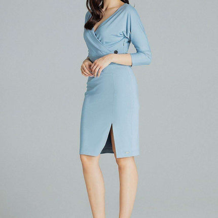 Elegant Black Midi Dress with Kimono Sleeves and Playful Front Slit - Très Elite