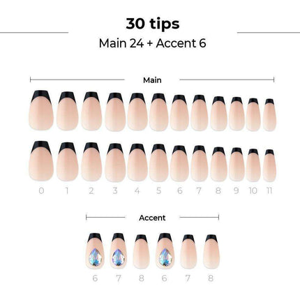 Elegant Black Paradise Gel Nail Art Kit - Complete Set with 30 Tips and Essential Tools - Très Elite