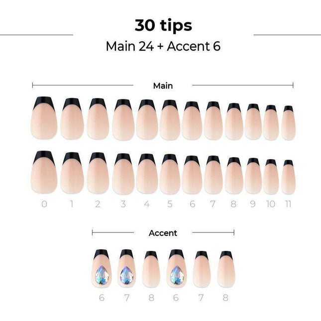 Elegant Black Paradise Gel Nail Art Kit - Complete Set with 30 Tips and Essential Tools