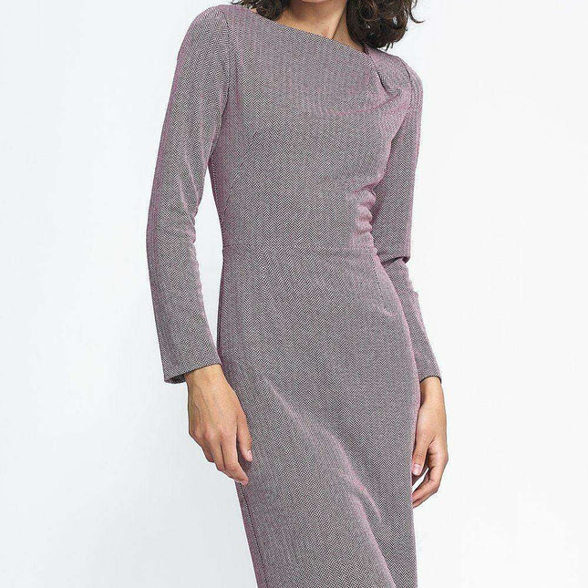 Elegant Black Pleated Day Dress For Women Comfort Fit