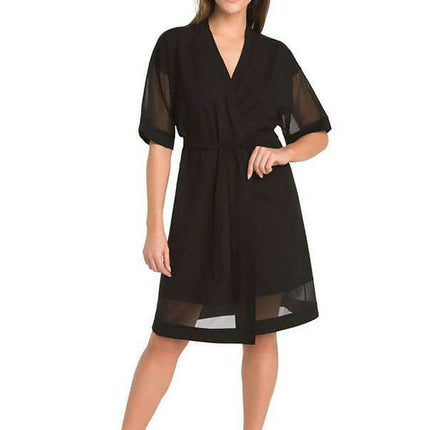 Elegant Black Sheer Sleeve Women's Robe