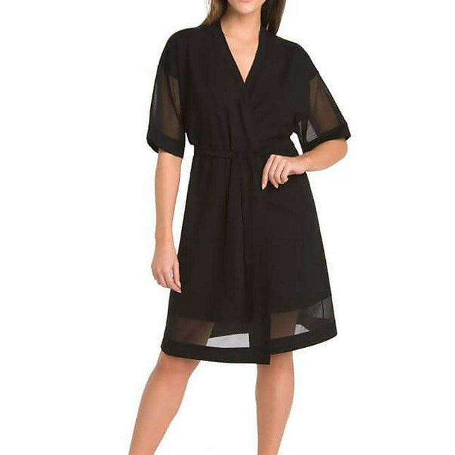 Elegant Black Sheer Sleeve Women's Robe