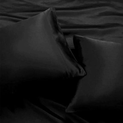 Elegant Black Silk Satin Duvet Cover Set - Enhance Your Sleep and Nourish Your Skin and Hair..