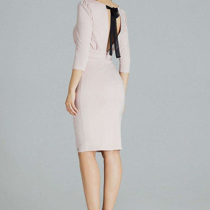 Elegant Black Stitched Midi Dress by Lenitif - Très Elite