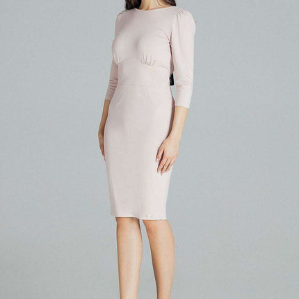 Elegant Black Stitched Midi Dress by Lenitif - Très Elite