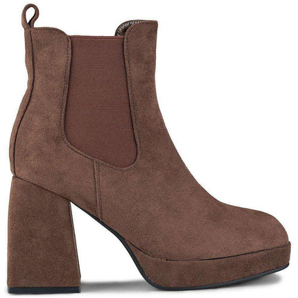 Elegant Black Suede High Heel Ankle Boots with Platform - Très Elite