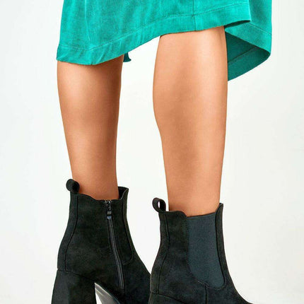 Elegant Black Suede High Heel Ankle Boots with Platform - Très Elite