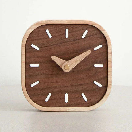 Elegant Black Walnut Table Clock - Modern Scandinavian Design..